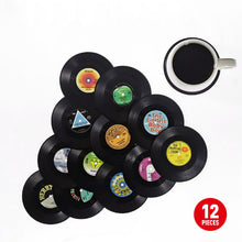 Last inn bildet i Galleri-visningsprogrammet, 12pcs Plastic Retro Vinyl Record Cup Mat Anti-slip Coffee Coasters Heat Resistant Music Drink Mug Mat Table Placemat Home Decor