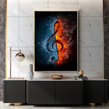 Last inn bildet i Galleri-visningsprogrammet, Water and Fire Music Note Canvas Painting Abstract Wall Art Posters and Prints Creativity Canvas Pictures for Living Room Decor