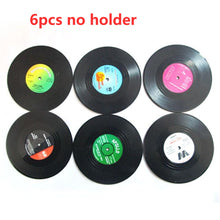 Last inn bildet i Galleri-visningsprogrammet, 12pcs Plastic Retro Vinyl Record Cup Mat Anti-slip Coffee Coasters Heat Resistant Music Drink Mug Mat Table Placemat Home Decor
