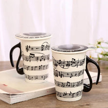 Last inn bildet i Galleri-visningsprogrammet, Creative Ceramic Mug with Cup lid Coffee Cup Piano Musical Note Coffee Mugs Tea Cup Porcelain Travel Cup For Milk Mug