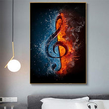 Last inn bildet i Galleri-visningsprogrammet, Water and Fire Music Note Canvas Painting Abstract Wall Art Posters and Prints Creativity Canvas Pictures for Living Room Decor