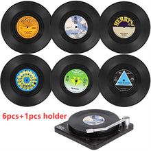 Last inn bildet i Galleri-visningsprogrammet, 12pcs Plastic Retro Vinyl Record Cup Mat Anti-slip Coffee Coasters Heat Resistant Music Drink Mug Mat Table Placemat Home Decor