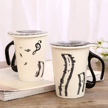 Last inn bildet i Galleri-visningsprogrammet, Creative Ceramic Mug with Cup lid Coffee Cup Piano Musical Note Coffee Mugs Tea Cup Porcelain Travel Cup For Milk Mug