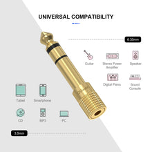 Last inn bildet i Galleri-visningsprogrammet, QGeeM Jack 6.5 6.35mm Male Plug to 3.5mm Female Connector Headphone Amplifier Audio Adapter Microphone AUX 6.3 3.5 mm Converter