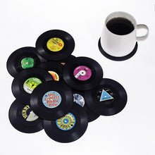 Last inn bildet i Galleri-visningsprogrammet, 12pcs Plastic Retro Vinyl Record Cup Mat Anti-slip Coffee Coasters Heat Resistant Music Drink Mug Mat Table Placemat Home Decor
