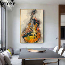 Last inn bildet i Galleri-visningsprogrammet, Guitar Rock Music Art Canvas Painting Retro Abstract Bar Club Poster Picture Prints for Interior Wall Home Decor Gift for Man