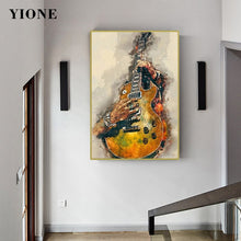 Last inn bildet i Galleri-visningsprogrammet, Guitar Rock Music Art Canvas Painting Retro Abstract Bar Club Poster Picture Prints for Interior Wall Home Decor Gift for Man