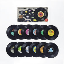 Last inn bildet i Galleri-visningsprogrammet, 12pcs Plastic Retro Vinyl Record Cup Mat Anti-slip Coffee Coasters Heat Resistant Music Drink Mug Mat Table Placemat Home Decor