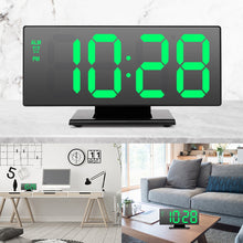 Last inn bildet i Galleri-visningsprogrammet, LED Digital Alarm Clock Mirror Electronic Clocks Multifunction Large LCD Display Digital Table Clock with Temperature Calendar