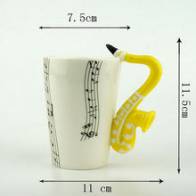 Last inn bildet i Galleri-visningsprogrammet, Creative Music Violin Guitar Ceramic Mug Coffee Tea Milk Stave Cups with Handle Coffee Mug Novelty Gifts for Wedding Birthday