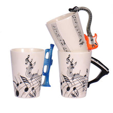 Last inn bildet i Galleri-visningsprogrammet, Creative Music Violin Guitar Ceramic Mug Coffee Tea Milk Stave Cups with Handle Coffee Mug Novelty Gifts for Wedding Birthday