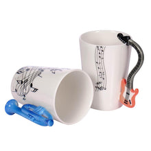 Last inn bildet i Galleri-visningsprogrammet, Creative Music Violin Guitar Ceramic Mug Coffee Tea Milk Stave Cups with Handle Coffee Mug Novelty Gifts for Wedding Birthday