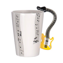 Last inn bildet i Galleri-visningsprogrammet, Creative Music Violin Guitar Ceramic Mug Coffee Tea Milk Stave Cups with Handle Coffee Mug Novelty Gifts for Wedding Birthday
