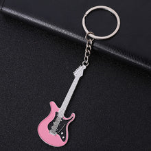 Last inn bildet i Galleri-visningsprogrammet, Men Womens Guitar Keychains pink blue red black Key Chain Charms for Bag Musician Jewelry Car Keyring Accessories Gift 2022