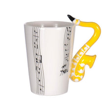 Last inn bildet i Galleri-visningsprogrammet, Creative Music Violin Guitar Ceramic Mug Coffee Tea Milk Stave Cups with Handle Coffee Mug Novelty Gifts for Wedding Birthday