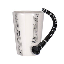 Last inn bildet i Galleri-visningsprogrammet, Creative Music Violin Guitar Ceramic Mug Coffee Tea Milk Stave Cups with Handle Coffee Mug Novelty Gifts for Wedding Birthday