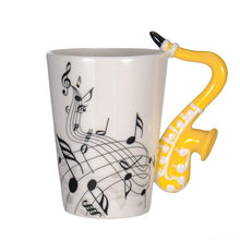 Last inn bildet i Galleri-visningsprogrammet, Creative Music Violin Guitar Ceramic Mug Coffee Tea Milk Stave Cups with Handle Coffee Mug Novelty Gifts for Wedding Birthday