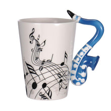 Last inn bildet i Galleri-visningsprogrammet, Creative Music Violin Guitar Ceramic Mug Coffee Tea Milk Stave Cups with Handle Coffee Mug Novelty Gifts for Wedding Birthday