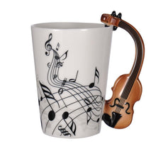 Last inn bildet i Galleri-visningsprogrammet, Creative Music Violin Guitar Ceramic Mug Coffee Tea Milk Stave Cups with Handle Coffee Mug Novelty Gifts for Wedding Birthday