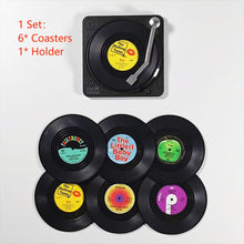 Last inn bildet i Galleri-visningsprogrammet, 12pcs Plastic Retro Vinyl Record Cup Mat Anti-slip Coffee Coasters Heat Resistant Music Drink Mug Mat Table Placemat Home Decor