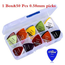 Last inn bildet i Galleri-visningsprogrammet, Electric Guitar Picks 50 Pcs Acoustic Music Picks Plectrum 0.58/0.71/0.81/0.96/1.20/1.50mm Thickness Guitar Accessories