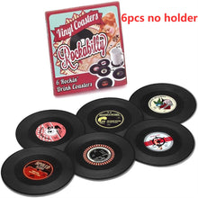 Last inn bildet i Galleri-visningsprogrammet, 12pcs Plastic Retro Vinyl Record Cup Mat Anti-slip Coffee Coasters Heat Resistant Music Drink Mug Mat Table Placemat Home Decor