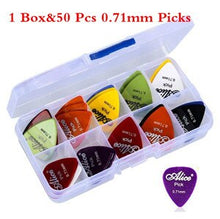 Last inn bildet i Galleri-visningsprogrammet, Electric Guitar Picks 50 Pcs Acoustic Music Picks Plectrum 0.58/0.71/0.81/0.96/1.20/1.50mm Thickness Guitar Accessories