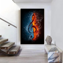 Last inn bildet i Galleri-visningsprogrammet, Water and Fire Music Note Canvas Painting Abstract Wall Art Posters and Prints Creativity Canvas Pictures for Living Room Decor
