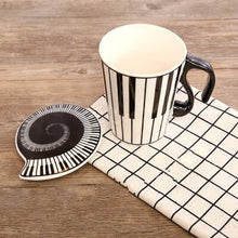 Last inn bildet i Galleri-visningsprogrammet, Creative Ceramic Mug with Cup lid Coffee Cup Piano Musical Note Coffee Mugs Tea Cup Porcelain Travel Cup For Milk Mug