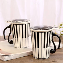 Last inn bildet i Galleri-visningsprogrammet, Creative Ceramic Mug with Cup lid Coffee Cup Piano Musical Note Coffee Mugs Tea Cup Porcelain Travel Cup For Milk Mug
