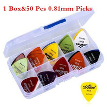 Last inn bildet i Galleri-visningsprogrammet, Electric Guitar Picks 50 Pcs Acoustic Music Picks Plectrum 0.58/0.71/0.81/0.96/1.20/1.50mm Thickness Guitar Accessories