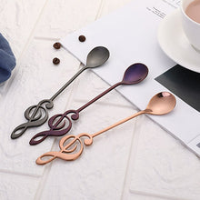 Last inn bildet i Galleri-visningsprogrammet, 304 Stainless Steel Spoon Musical Notes Coffee Spoon Stirring Spoon Mug Spoon Music Bar Ice Cream Creative Cutlery Tableware