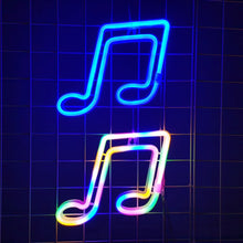 Last inn bildet i Galleri-visningsprogrammet, LED Musical Note Neon Sign Lights For Bedroom Wall Battery USB Night Lamp Atmosphere Birthday Gifts Wedding Home Room Decoration