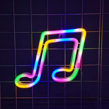 Last inn bildet i Galleri-visningsprogrammet, LED Musical Note Neon Sign Lights For Bedroom Wall Battery USB Night Lamp Atmosphere Birthday Gifts Wedding Home Room Decoration