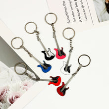 Last inn bildet i Galleri-visningsprogrammet, Men Womens Guitar Keychains pink blue red black Key Chain Charms for Bag Musician Jewelry Car Keyring Accessories Gift 2022