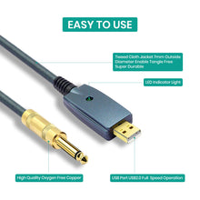 Last inn bildet i Galleri-visningsprogrammet, USB to Guitar Cable Interface Male to 6.35mm Jack Electric Guitar Accessories Audio Connector Cord Adapter for Instrument 3M
