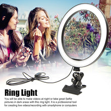 Last inn bildet i Galleri-visningsprogrammet, Dimmable 26cm USB LED Selfie Ring Light Lamp Camera Phone Video Makeup Light with Stand Clip Clamp for Live Studio Youtube
