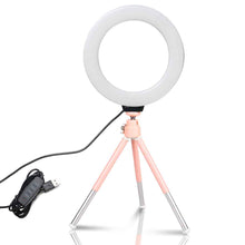 Last inn bildet i Galleri-visningsprogrammet, 6inch Mini LED Desktop Video Ring Light Selfie Lamp With Tripod Stand USB Plug For YouTube Live Photo Photography Studio

