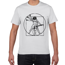 Last inn bildet i Galleri-visningsprogrammet, Da Vinci guitar funny T-Shirt men Vitruvian Man rock band Vintage Graphic Music Novelty streetwear t shirt men homme men clothes
