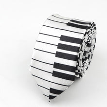 Last inn bildet i Galleri-visningsprogrammet, Classic Fashion Men&#39;s Skinny Tie Colorful Musical Notes Printed Piano Guitar Polyester 5cm Width Necktie Party Gift Accessory
