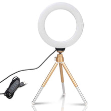 Last inn bildet i Galleri-visningsprogrammet, 6inch Mini LED Desktop Video Ring Light Selfie Lamp With Tripod Stand USB Plug For YouTube Live Photo Photography Studio
