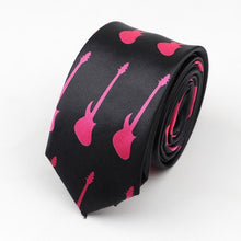 Last inn bildet i Galleri-visningsprogrammet, Classic Fashion Men&#39;s Skinny Tie Colorful Musical Notes Printed Piano Guitar Polyester 5cm Width Necktie Party Gift Accessory
