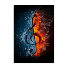 Last inn bildet i Galleri-visningsprogrammet, Water and Fire Music Note Canvas Painting Abstract Wall Art Posters and Prints Creativity Canvas Pictures for Living Room Decor
