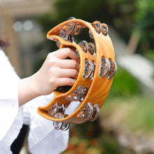 Last inn bildet i Galleri-visningsprogrammet, Wooden Half Moon Drum Orff Tambourine Creative Percussion Musical Instruments ABS Finger-shaped Handle Hand Bell
