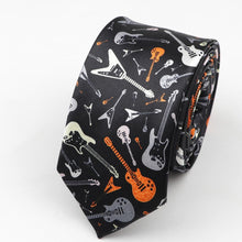 Last inn bildet i Galleri-visningsprogrammet, Classic Fashion Men&#39;s Skinny Tie Colorful Musical Notes Printed Piano Guitar Polyester 5cm Width Necktie Party Gift Accessory
