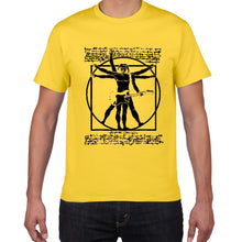 Last inn bildet i Galleri-visningsprogrammet, Da Vinci guitar funny T-Shirt men Vitruvian Man rock band Vintage Graphic Music Novelty streetwear t shirt men homme men clothes
