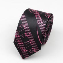 Last inn bildet i Galleri-visningsprogrammet, Classic Fashion Men&#39;s Skinny Tie Colorful Musical Notes Printed Piano Guitar Polyester 5cm Width Necktie Party Gift Accessory
