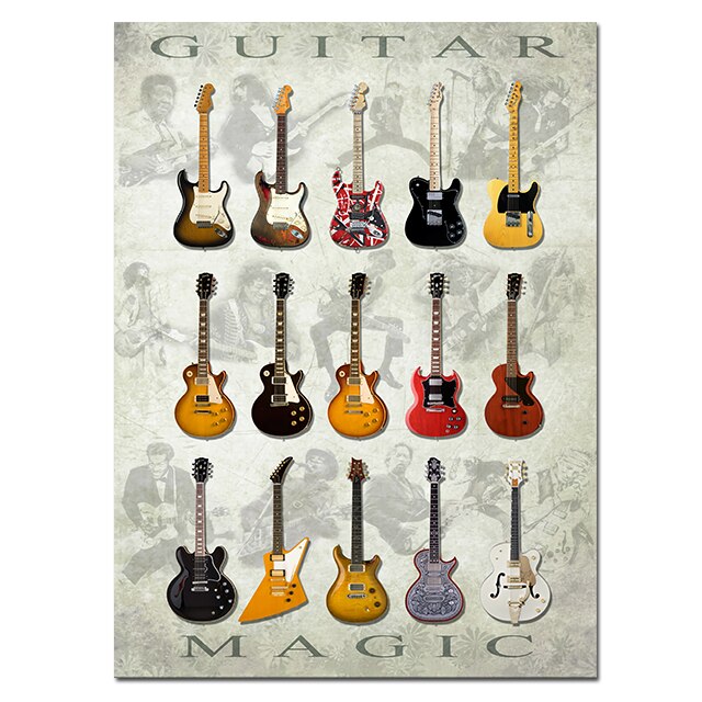 Guitars Musical Instrument Canvas Print Painting Musical Instrument Studio Wall Art Decorative Poster Room Home Decor (No Frame)