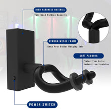 Last inn bildet i Galleri-visningsprogrammet, NAOMI Wall Mount Guitar Hanger Hook Illuminated LED Display Ambient Lighting Non-slip Holder Stand For Acoustic/Electric Guitar
