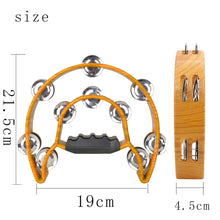 Last inn bildet i Galleri-visningsprogrammet, Wooden Half Moon Drum Orff Tambourine Creative Percussion Musical Instruments ABS Finger-shaped Handle Hand Bell
